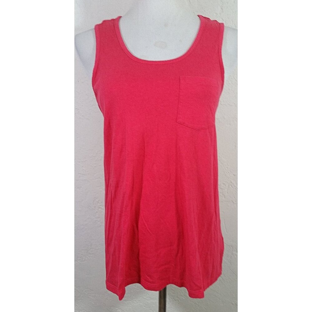 Coral Bay Tank Top Small Red Pocket Scoop Neck Sleeveless Casual Summer